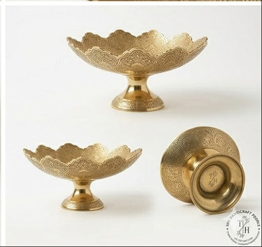 Brass Hand Engraved Fruit Stand - Set of 3