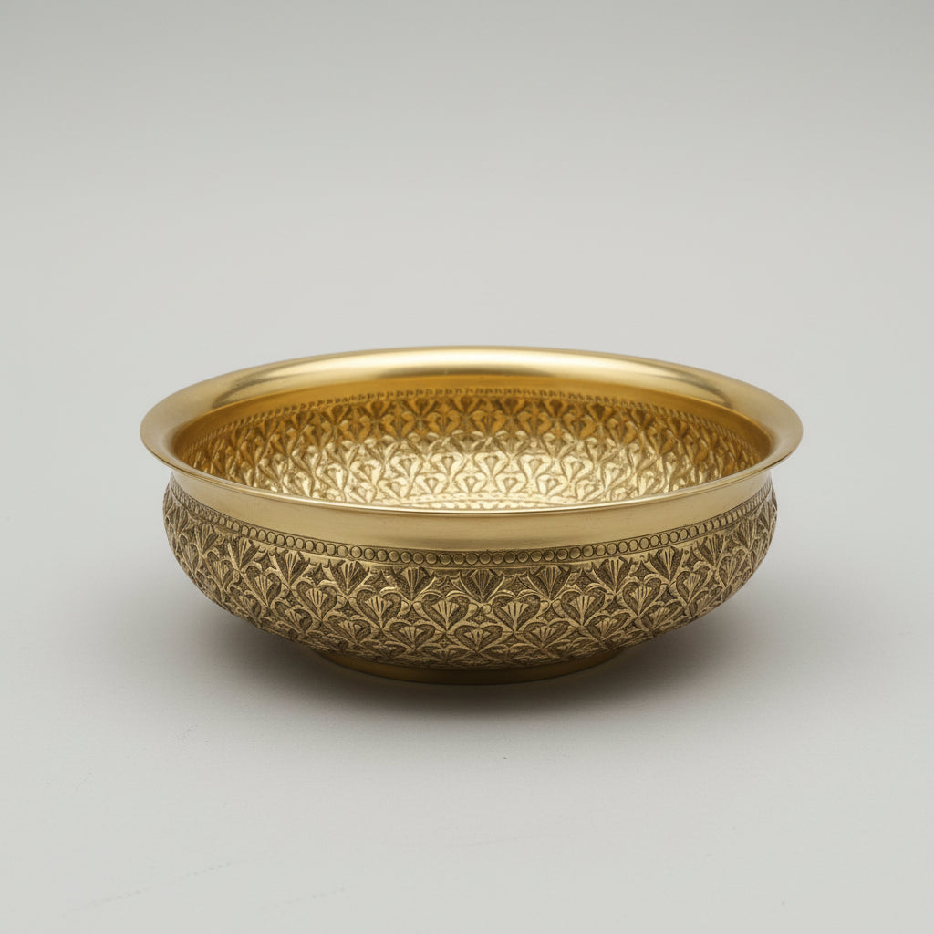 Brass Plain Rim Bowl – Shell & Fan Pattern