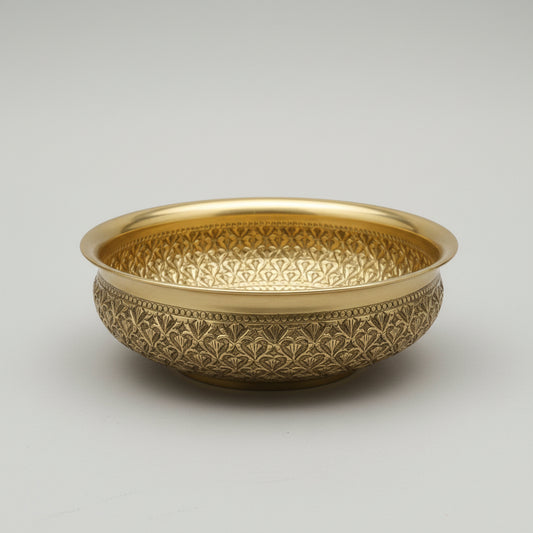 Brass Plain Rim Bowl – Shell & Fan Pattern