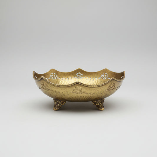 Brass Hammered Scalloped Tray – Footed