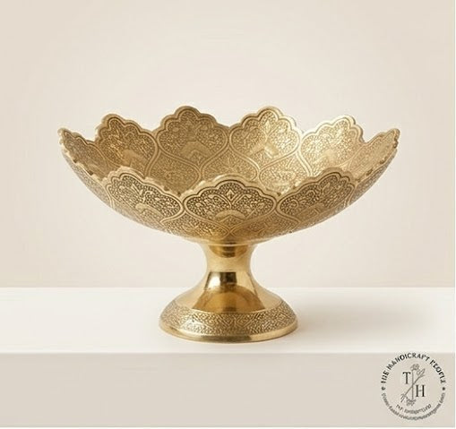 Brass Hand Engraved Fruit Stand - Set of 3