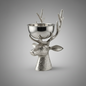 aluminium deer head trophy with bowl on a gray background